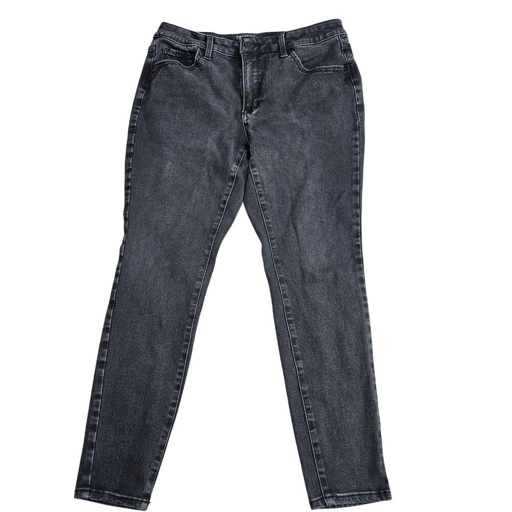 Time And Tru High‎ Rise Skinny Jeans Womens 12 Black Charcoal Stretch Denim